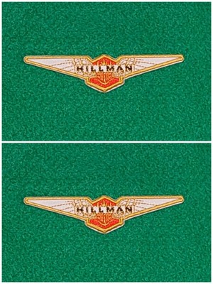 Ein Paar HILLMAN Motor Racing Car Patches Nähen / Aufbügeln Minx Imp Avenger Hunter