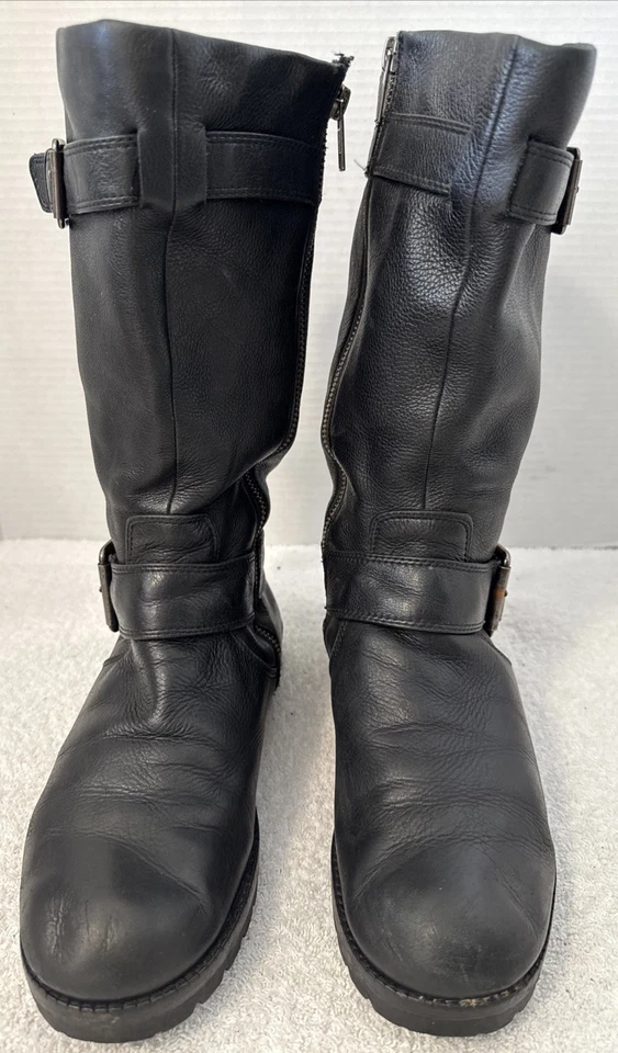 Botas Gentle Souls para mujer con hebilla de cuero negro moto medias talla 7,5 M Foto 2 de 4