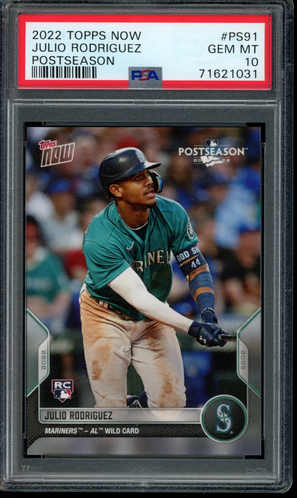 2022 Topps Now #PS91 Julio Rodriguez Postseason PSA 10 Gem Mint Rookie 71621031