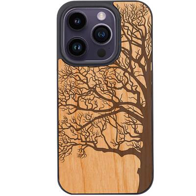 Half Tree For iPhone 15 Pro Plus 14 13 12  Wood Shockproof Phone Case Magsafe