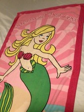 Mermaid Pincess Beach Towel 55 x 30" 100 Cotton VGC