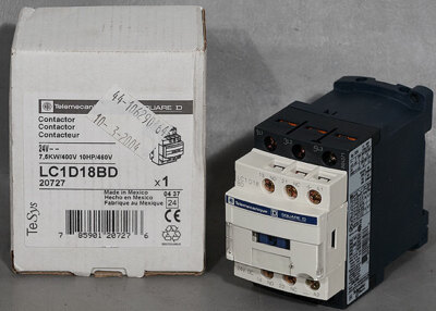 NEW Telemecanique LC1D18BD 3-Pole 400 V @ 32 A Contactor, ASM PN: 44-106290A64