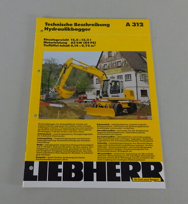Brochure Liebherr Hydraulic Excavator A 312 Technical Data from 06/1998