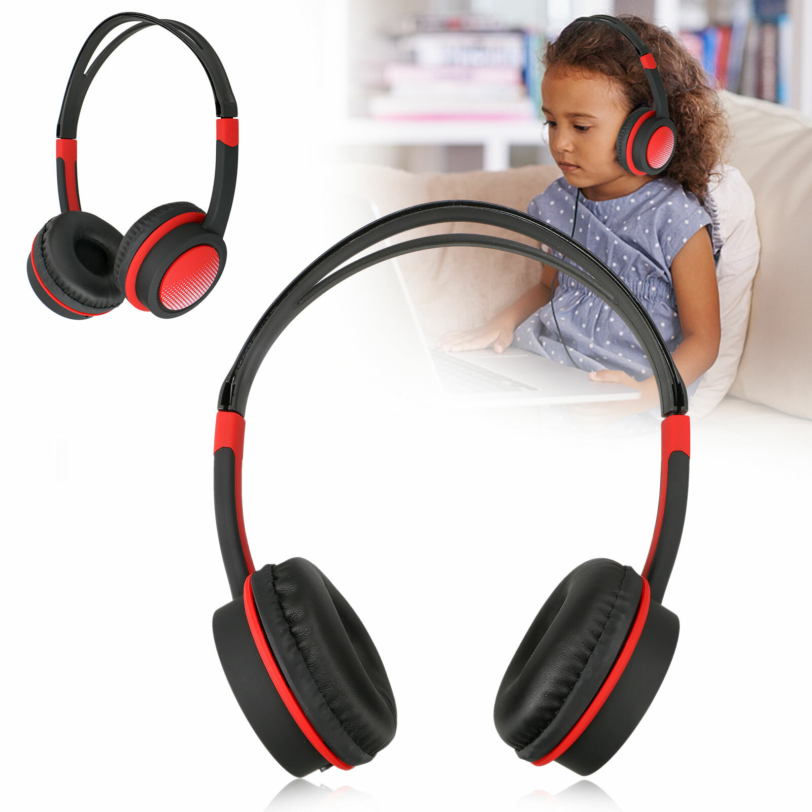 Foldable Over Ear Kids Headphones Headband Wired 3.5mm Earphones for