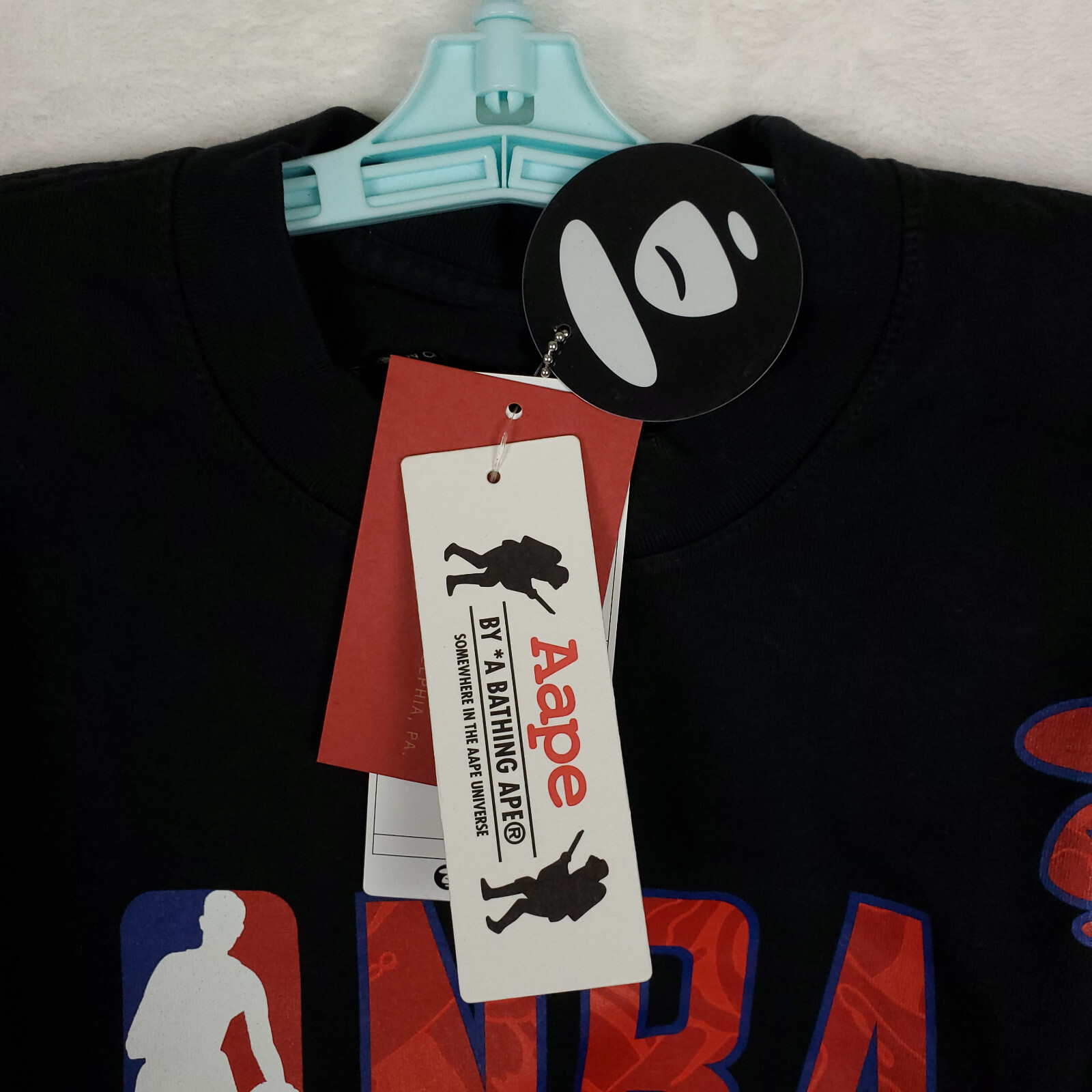 AAPE BAPE NBA All-Star Mitchell & Ness Large Shirt #88 Red Blue Stars Black NWT thumbnail 7