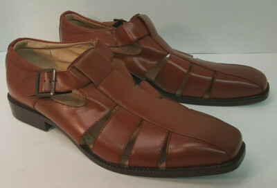 STACY ADAMS MEN'S DRESSY/CASUALS SANDALS w STRAPS CALISTO COGNAC