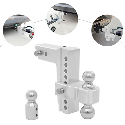 8'' Adjustable Trailer Hitch Heavy Duty Tow Hitch 2.5'' Receiver 3 Ball Heads &Key