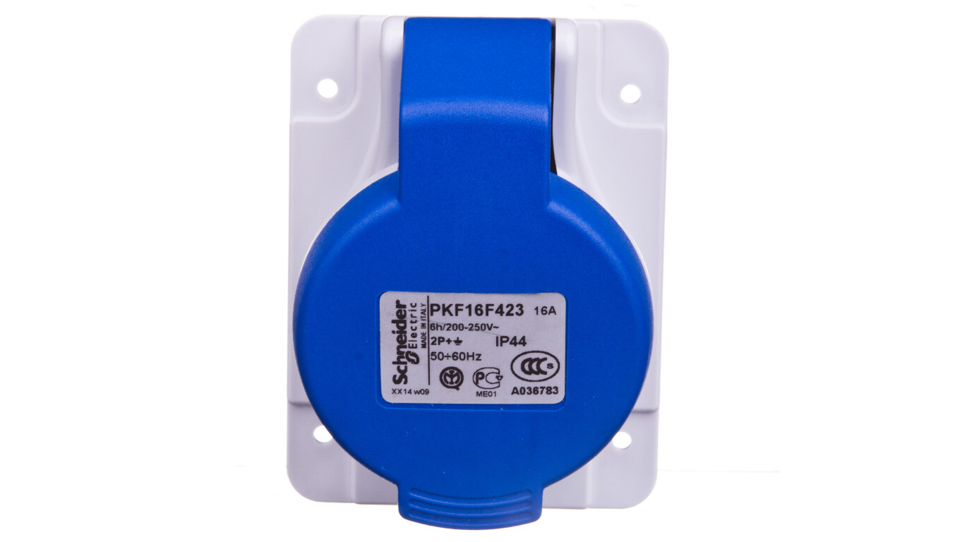 Panel socket 2P+Z 16A blue IP44 PKF16F423 /T2UK