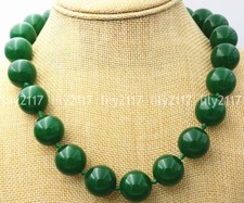 Natural 18mm Exquisite Beautiful Green Jade Round Gemstone Beads Necklace 18" AA