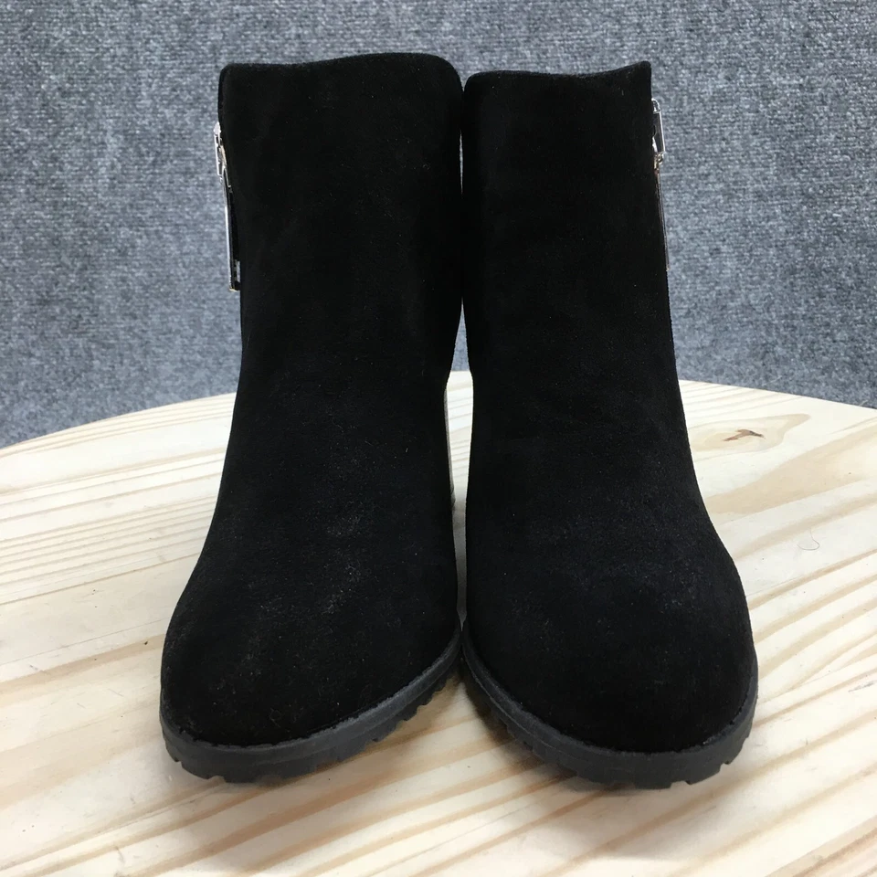 Olivia Miller Boots Womens 7 Ankle Booties Heels Casual Black Fabric Side Zipper - Image 4 of 4