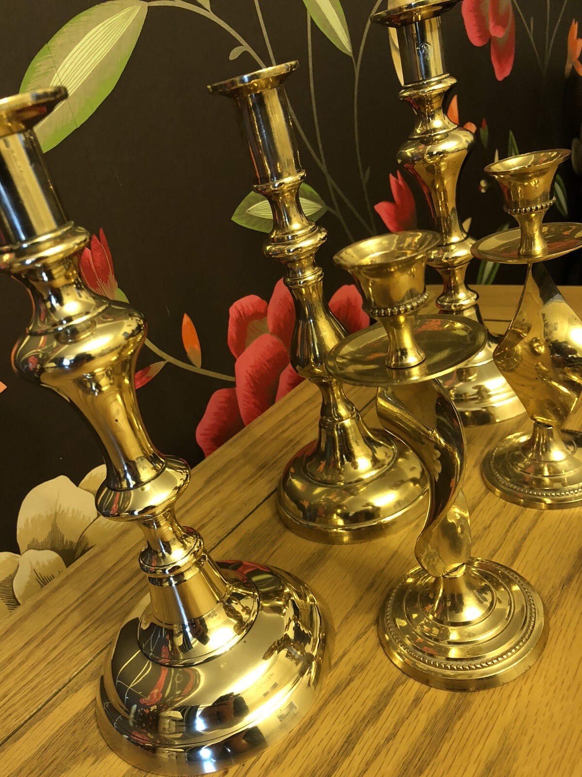 Vintage Brass Candlesticks Candleholders Job Lot of 6 Wedding / Home