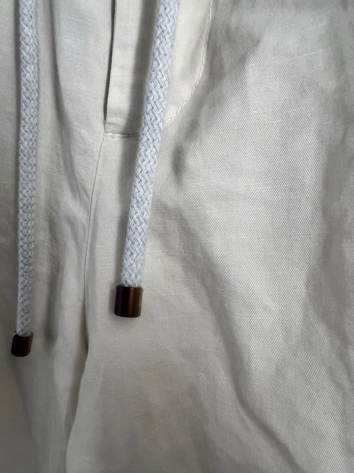 Брюки на шнурке Brunello Cucinelli прямые плиссированные льняные саржевые - Изображение 3 из 4