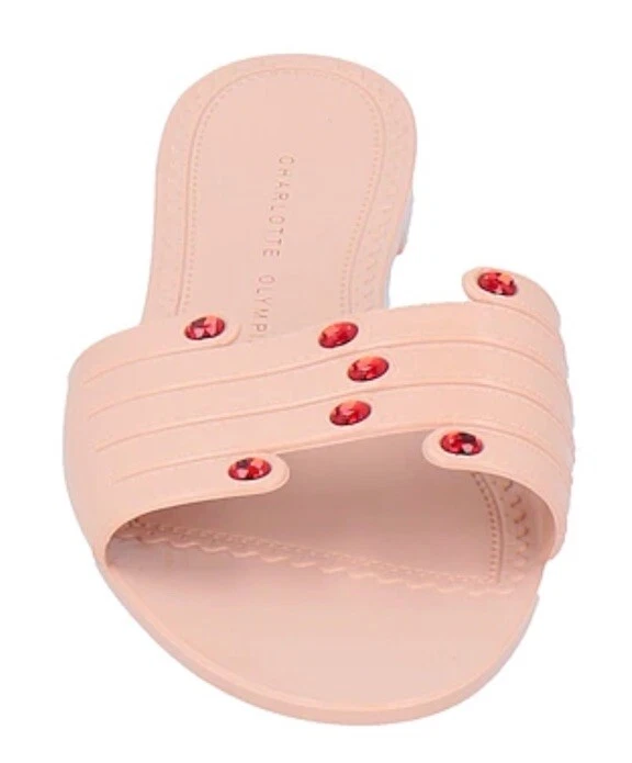 $800 SANDALIAS CHARLOTTE OLYMPIA Mani/Pedi Manos Arriba Planas Slides XS US 5/5.5 Rubor Foto 3 de 4