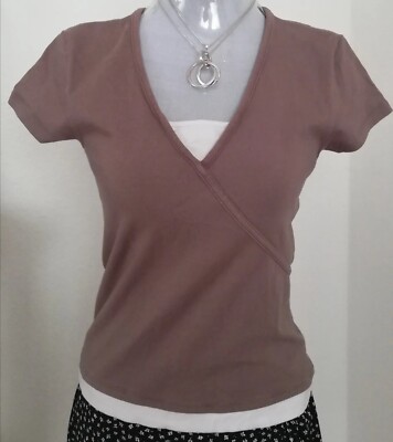 KA Shirt von Glassons   Größe 36 S Hellbraun Beige Wickeloptik 