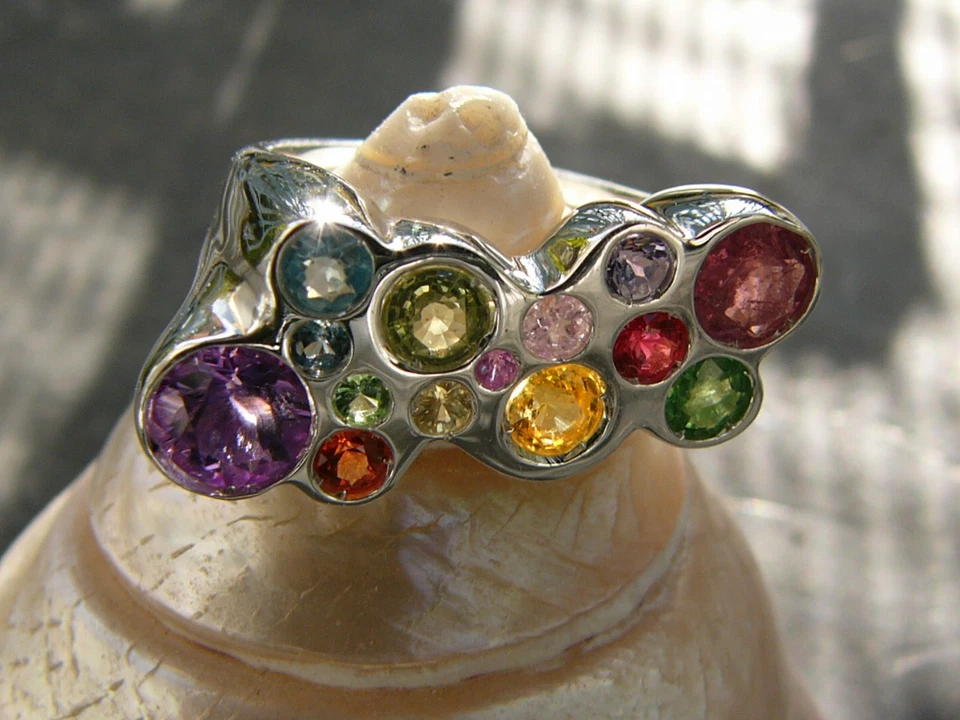 Su Ordinazione, Anello IN Argento 925, Zaffiro,Rubino,Smeraldo,Peridoto - Immagine 2 di 4