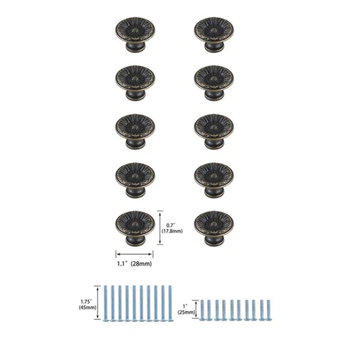 Elegant Decor Corio 1.1" Zinc Alloy Mushroom Knob Multipack - Bronze (Set of 10) - Picture 6 of 6