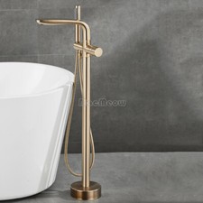 Copper Freestanding Bath Tub Side Faucet Floor Mounted Bathtub Shower Mixer Taps