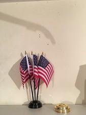 USA TABLE FLAG SET of 3 flags and base