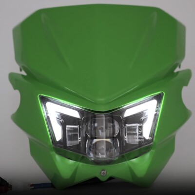 KDX 200/220/250 KLX 250/300/650 LED Headlight Assembly with Green