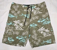 Columbia Board Shorts Men's Sizs 36 Omni Shade PFG Attached Surf Tool Floral
