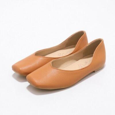 Women Work Pump Casual Solid Color Comfort Flat Loafers Pull On Square Toe Shoes