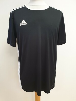 KK869 MENS ADIDAS BLACK WHITE SPORTS CREW NECK T-SHIRT UK L EU 54