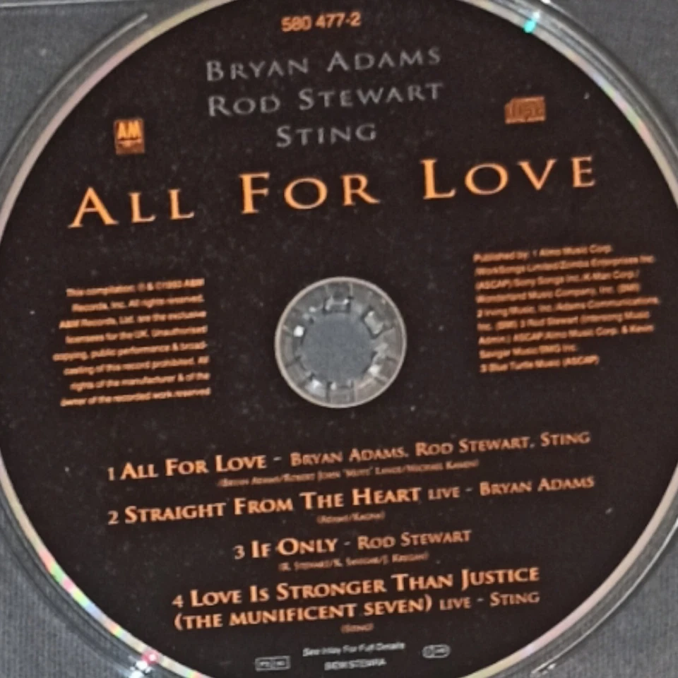 Bryan Adams + Rod Stewart + Sting - All For Love (Maxi-CD 1994) Three Musketeers - Bild 3 von 3