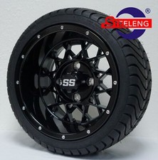 Golf Cart 12 Black Venom Wheels And 21535-12 Dot Low Profile Tires 4 Golf Cart 12 Black Venom Wheels And 21535-12 Dot Low Profile Tires 4