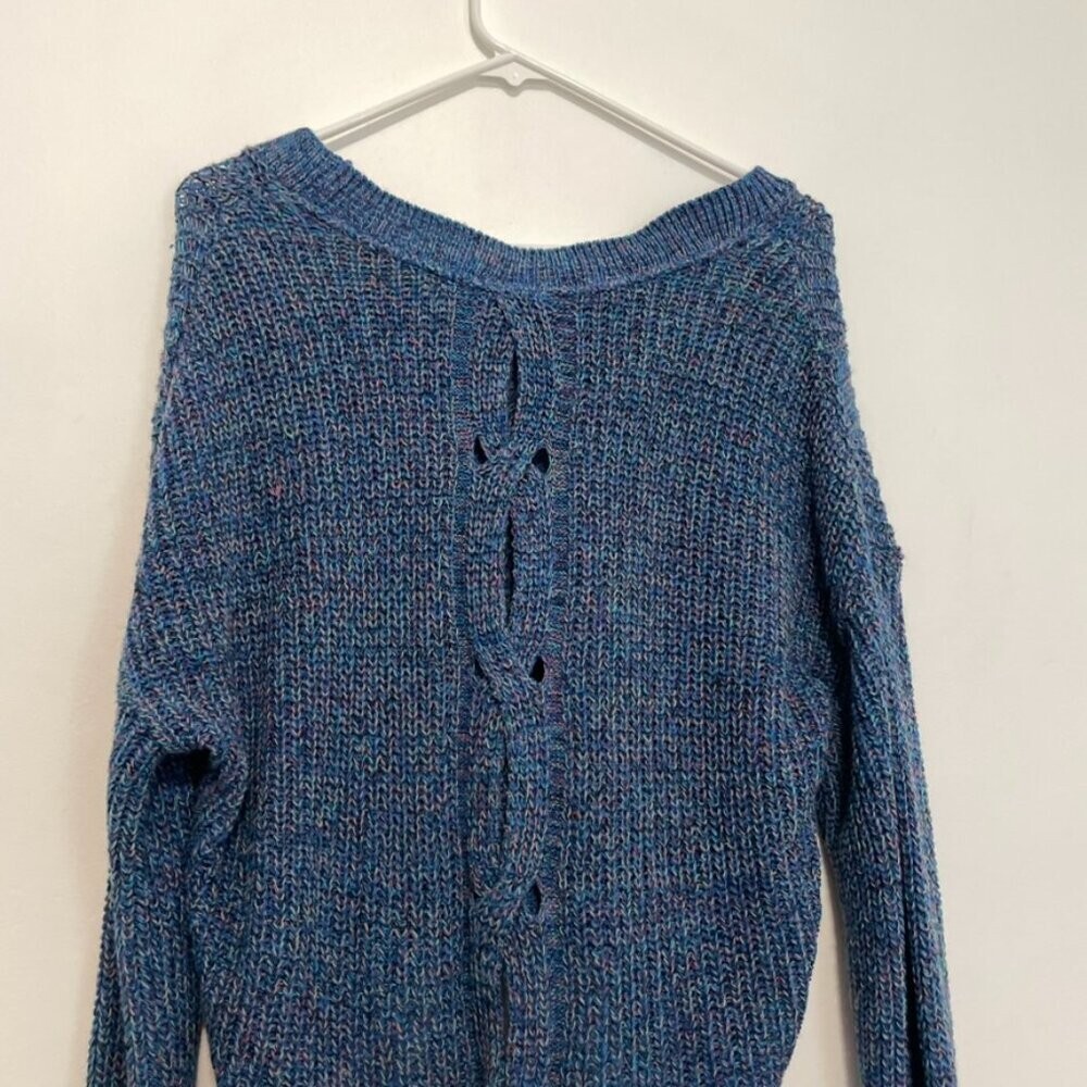 EXPRESS Cable Knit Split Back Pullover Sweater Bl… - image 10