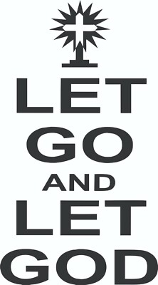 WALL DECOR STICKER LET GO LET GOD WHITE BLACK DOOR CROSS FAITH ART QUOTE HOME
