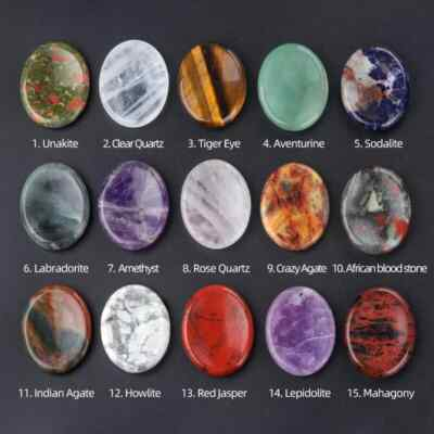 #ad Natural Crystal Worry Stone Palm Stone Pocket Stone Healing Reiki Gift Decor $10.90