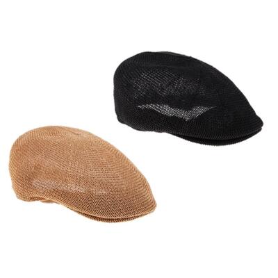 Sport Flatcap Stroh Schlägermütze Golfermütze Schiebermütze Strohmütze