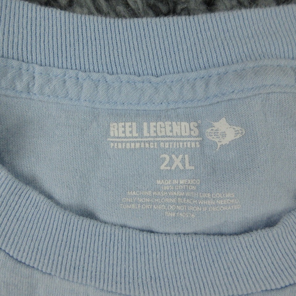 Reel Legends Shirt Mens 2XL Blue Graphic Tee Fish Beach Short Sleeve eBay
