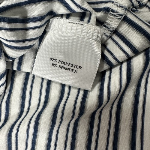 Peter Millar Summer Comfort Polo Men XL White w/ Navy Gray Stripes Stretch Shirt - Picture 6 of 8