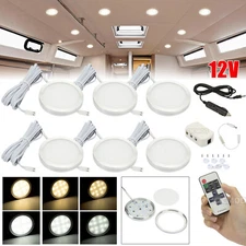 4/6x 12V LED Under Cabinet Light Kitchen Closet Light Dimmable Puck Light Wired