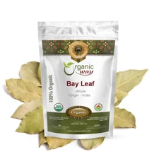 Organic Way Bay Leaf Whole - Organic, Kosher & USDA Certified (1/2LBS / 8Oz)