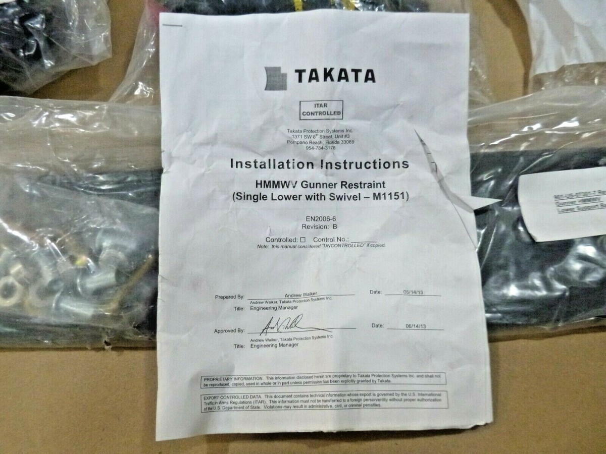 M1151 Humvee Gunner Restraint Single Lower W/ Swivel 4240-01-542  