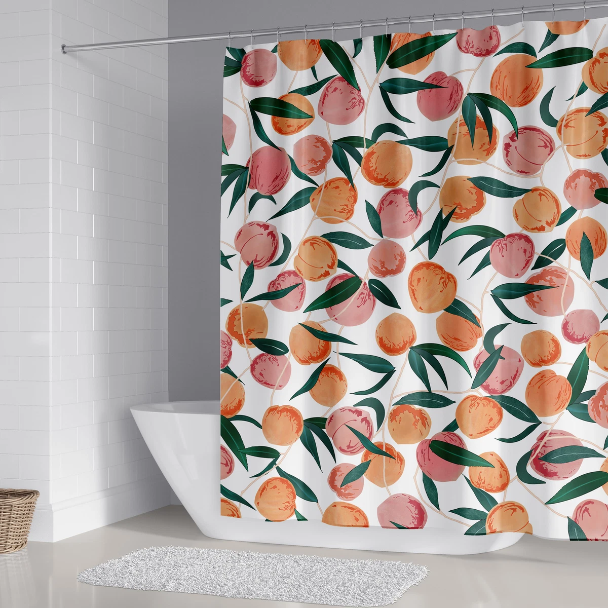 Peach shower curtain online bathroom