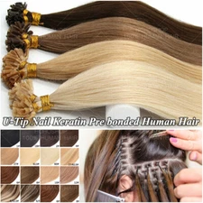 200PCS Fusion Pre Bonded Keratin Nail U Tip 100% Remy Human Real Hair Extensions