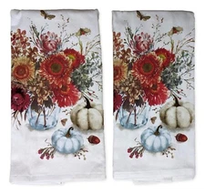 Set of 2 NATURE'S SPLENDOR Floral Vase Terry Kitchen Towels by Kay Dee Designs