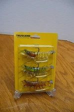 Truscend Pre-Rigged 3.5" Shrimp Lures Luminous & Florescent Effect Body LXB01-03