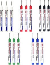 Long Head Deep Hole Marker Pens, 15PCS Black, White, Red, Green, Blue 