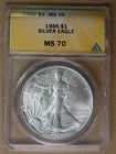 $1 1986 American Silver Eagle ANACS MS70 CONDITION RARITY  * AvenueCoin