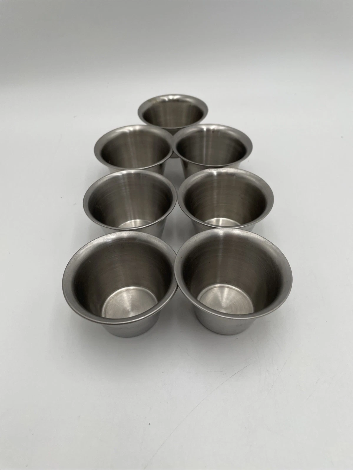 7 Stainless Steel Condiment Cups & 6 Vtg Metal Mini Baking Loaf Pans 4.75 x 2.7