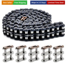50-2 Roller Chain Double Strand Duplex 10 Feet with 5 Connecting Link for Gat...