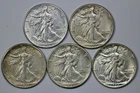 1939 - 1944 Walking Liberty 50c Silver Half Dollars Lot of 5