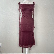 Cider Glittery Maxi Dress Small Ruffle Burgundy Wedding Party Dark Romance Vampy
