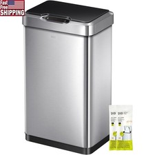 Motion Sensor Trash Can 50L Stainless Steel Smudge Resistant Quiet Close New