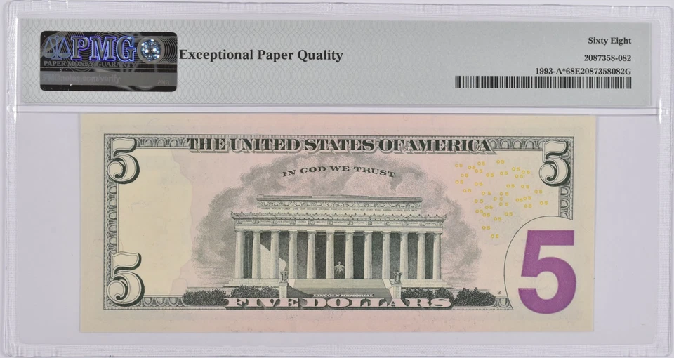 PMG Superb Gem Unc 68 EPQ $5 2006 US FRN STAR Fr#1993-A* *5610 - Image 2 of 3