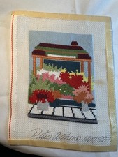 Peter Ashe Handpainted Needlepoint Canvas Completed Flower Cart PASF 12